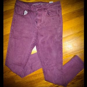 American Eagle Maroon/Burgundy Hi-Rise Jeggings